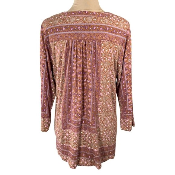 Lucky Brand Women's Knit Top Rust Pink Size 1X Casual Stretch V-Neck - Picture 3 of 8